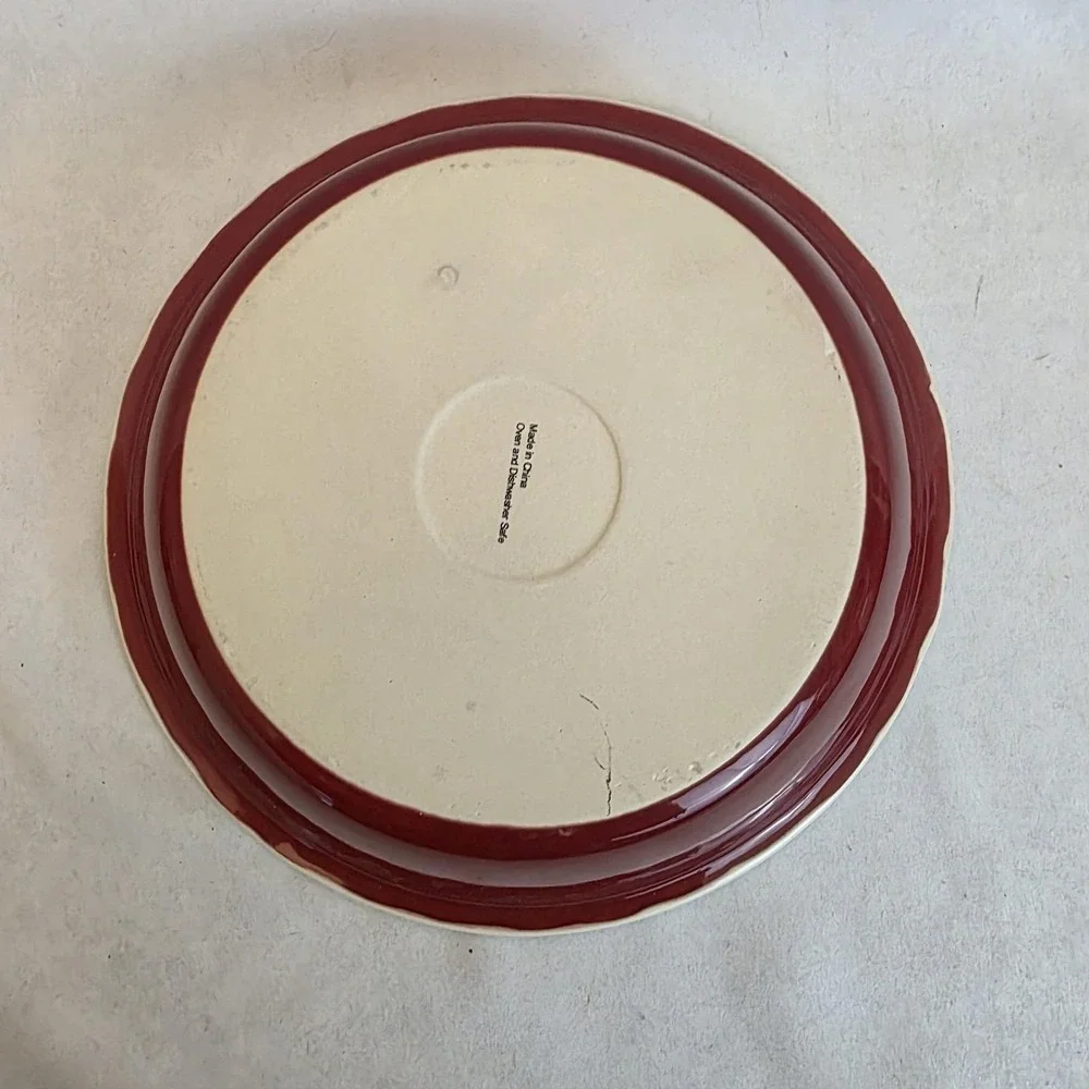 Vintage Ceramic Lion House Deep Dish‎ Ivory & Red. Logo. 10